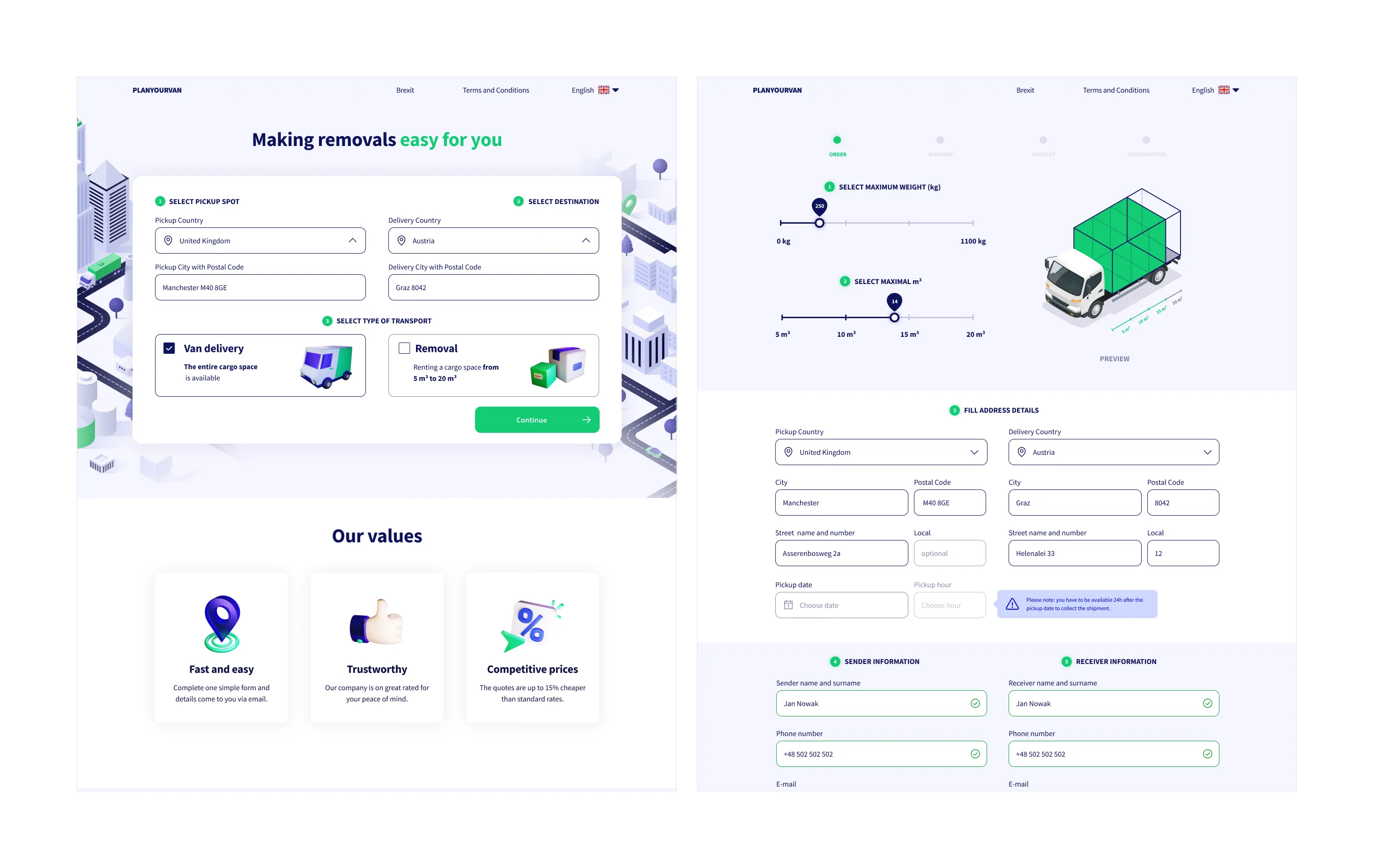 Plan Your Van booking flow