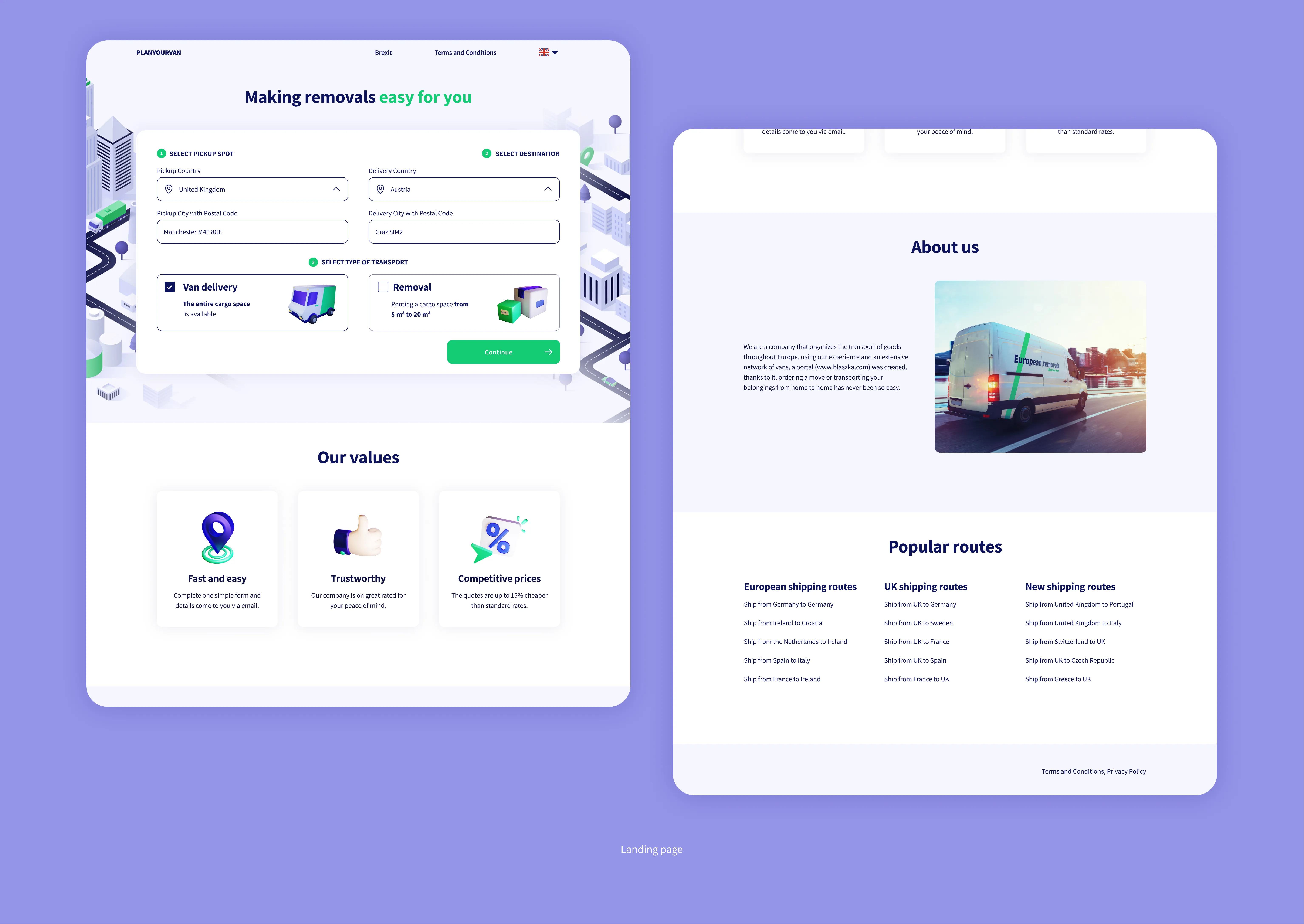 Final landing page design